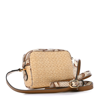 Gucci Raffia Elaphe Mini Ophidia Shoulder Bag Natural Cream Brown 2 of 6