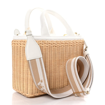 Prada Wicker Canvas Tote Naturale White 3 of 10