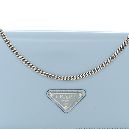 Prada Spazzolato Flap Slide Chain Shoulder Bag Celeste 8 of 11