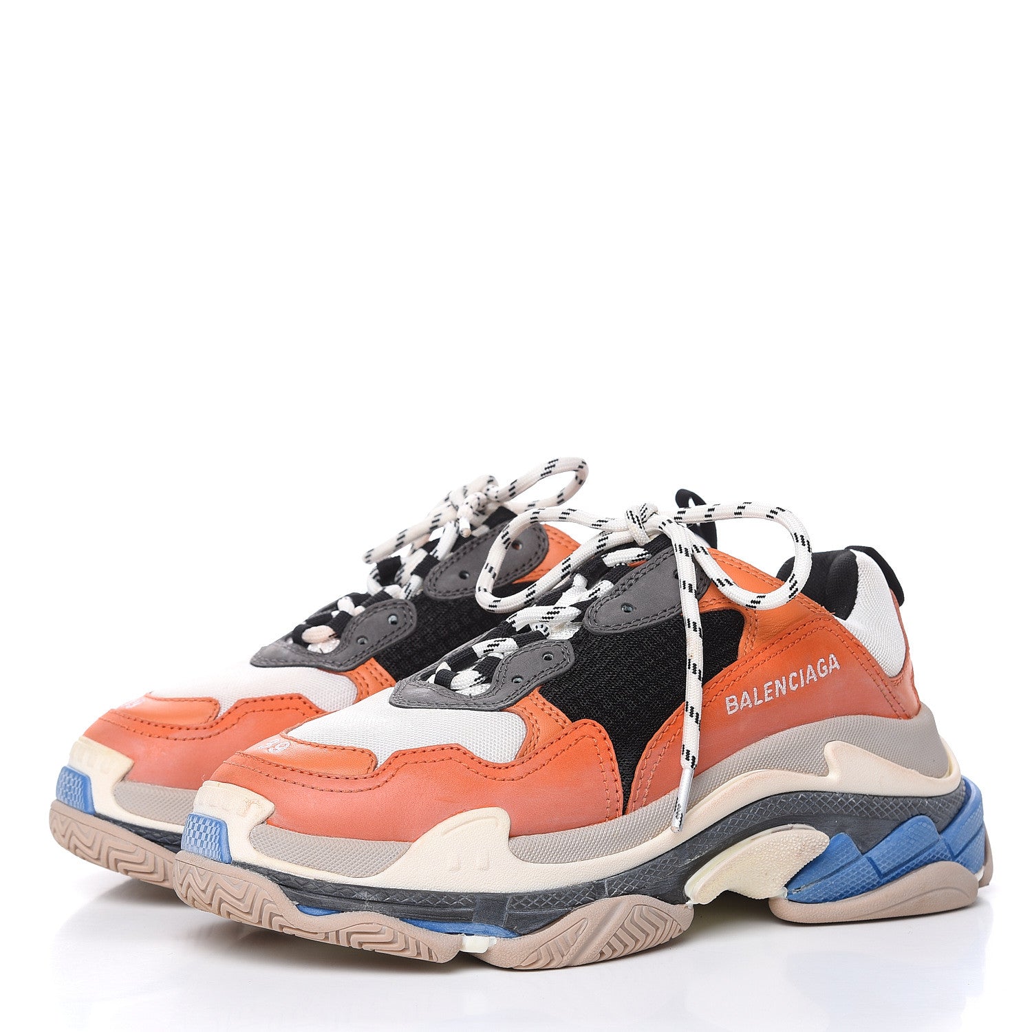 Balenciaga Mesh Nubuck Womens Triple S Sneakers 38 Orange Gris Black 3 of 10