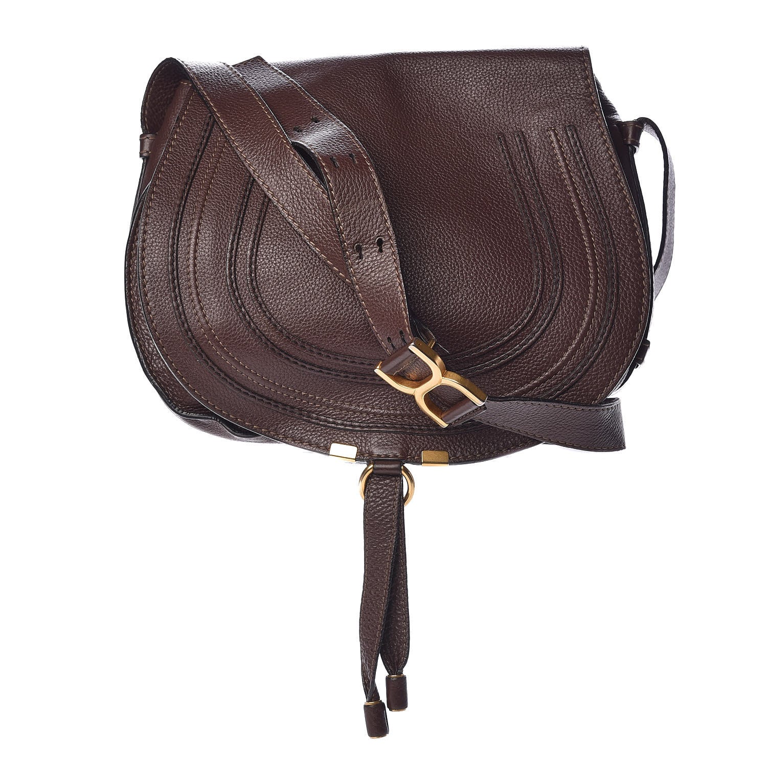 Chloe Calfskin Medium Marcie Round Crossbody Bag Coffee Shot 1 of 13