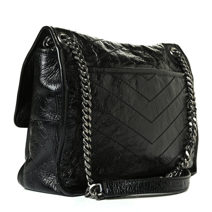 Saint Laurent Crinkled Calfskin Matelasse Monogram Medium Niki Chain Satchel Black 2 of 7