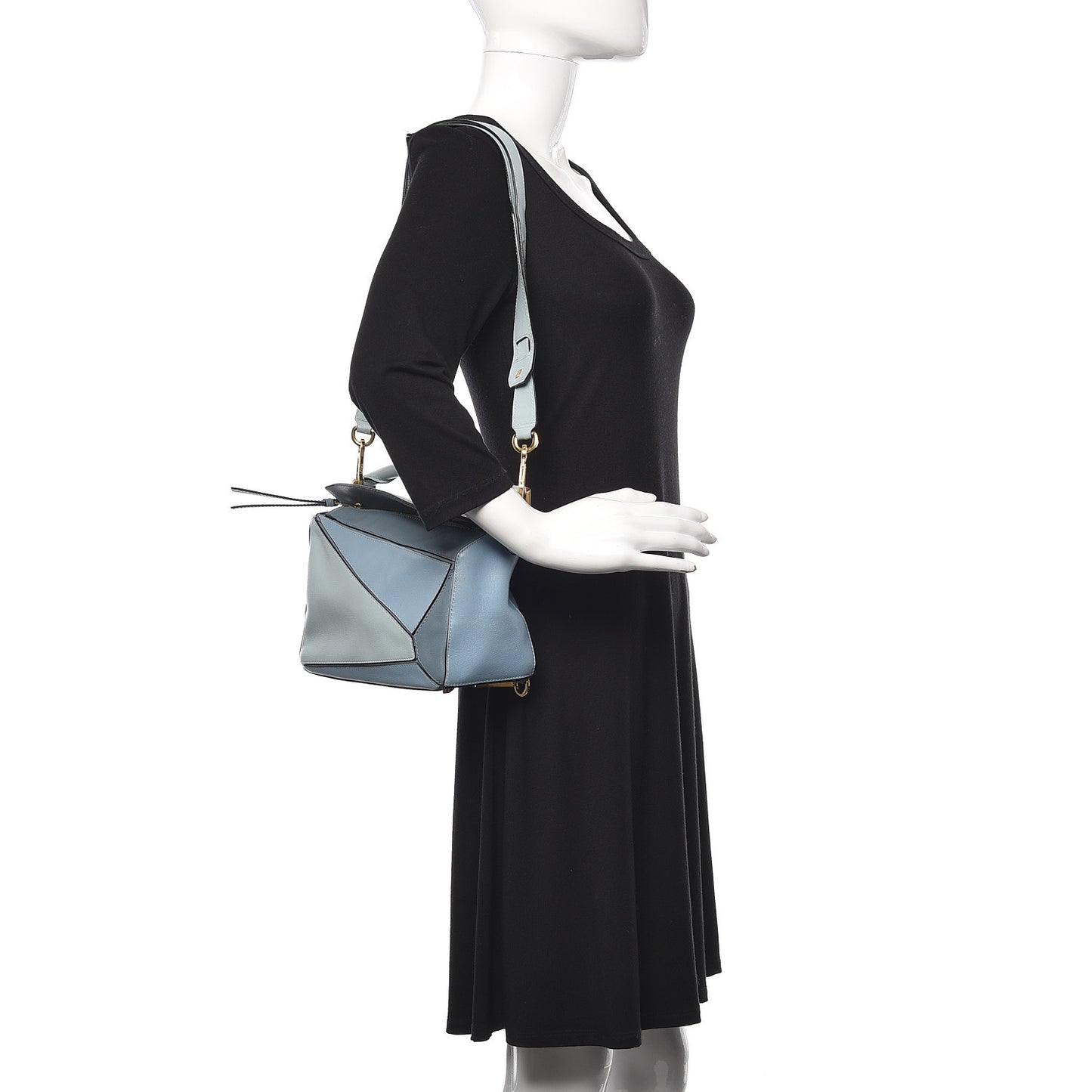 Calfskin Small Puzzle Bag Aqua Light Blue Stone Blue