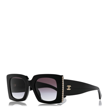 Chanel Acetate Pearl Rectangle Sunglasses 5480-H-A Black 1 of 8