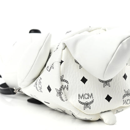 MCM Calfskin Visetos Bear Zoo Doll Backpack White 7 of 9