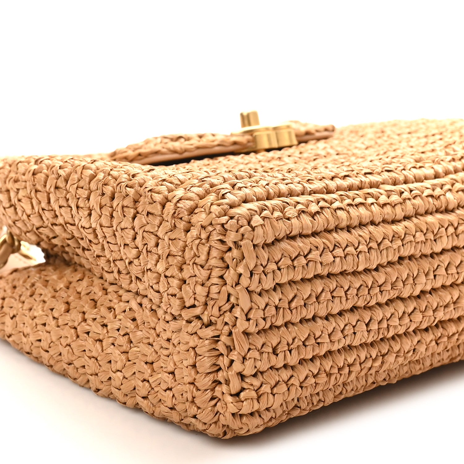 Chanel Braided Raffia Nano Kelly Flap Bag Dark Beige 9 of 11