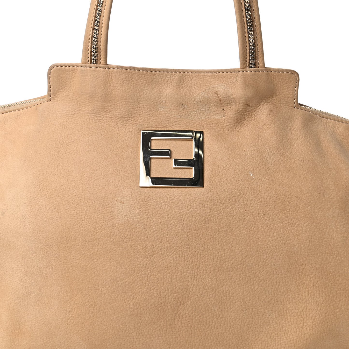 Metallic Nubuck Medium Chains Tote Caramello
