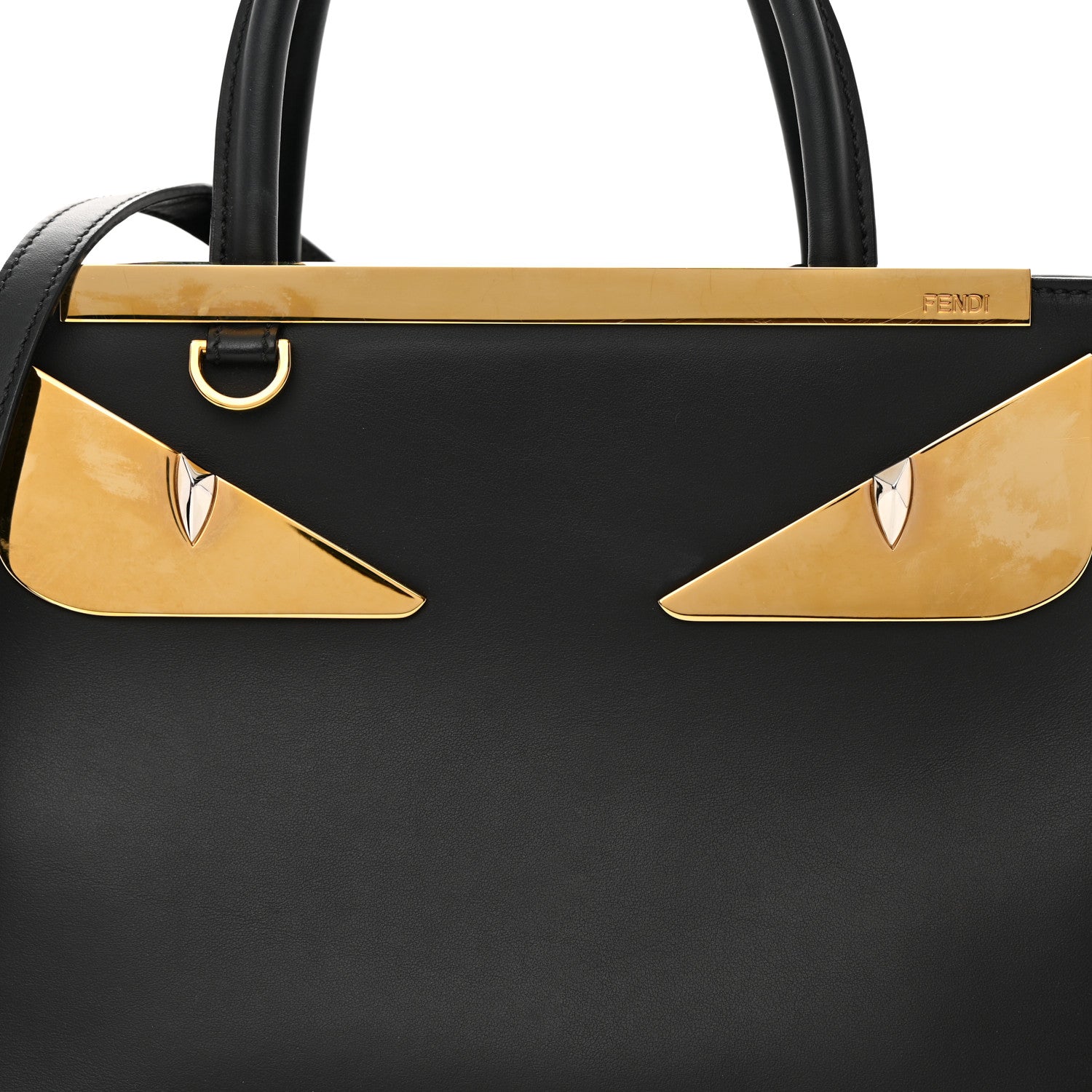 Fendi Vitello Century Metal Monster Eyes Petite 2Jours Tote Black 7 of 13