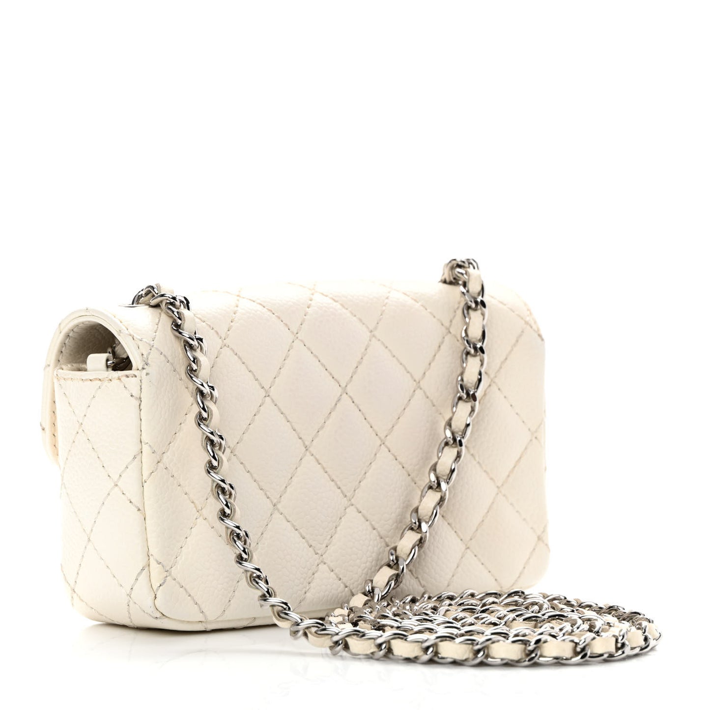 Caviar Quilted Extra Mini Flap White