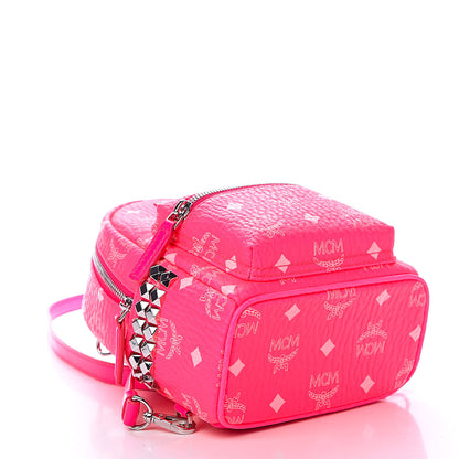 MCM Visetos Side Stud X-Mini Stark Bebe Boo Backpack Neon Pink 4 of 10