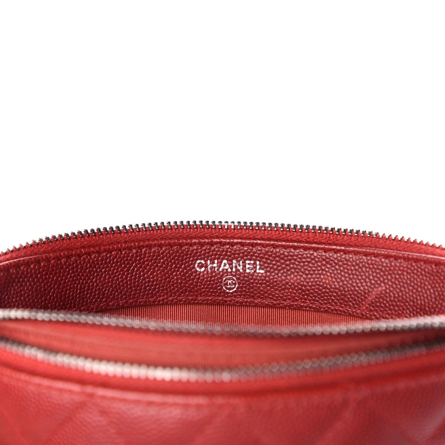 Caviar Quilted Small Clutch With Chain Red