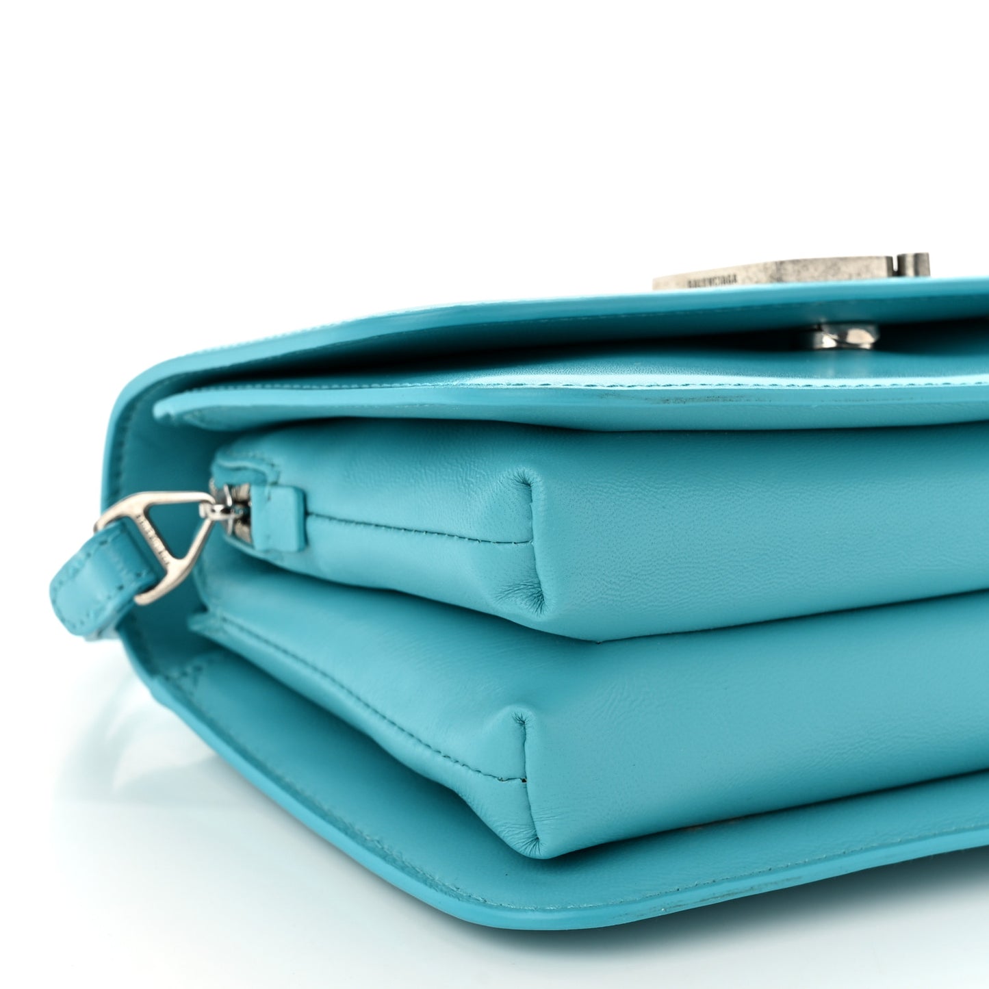 Shiny Box Calfskin Small B Bag Turquoise