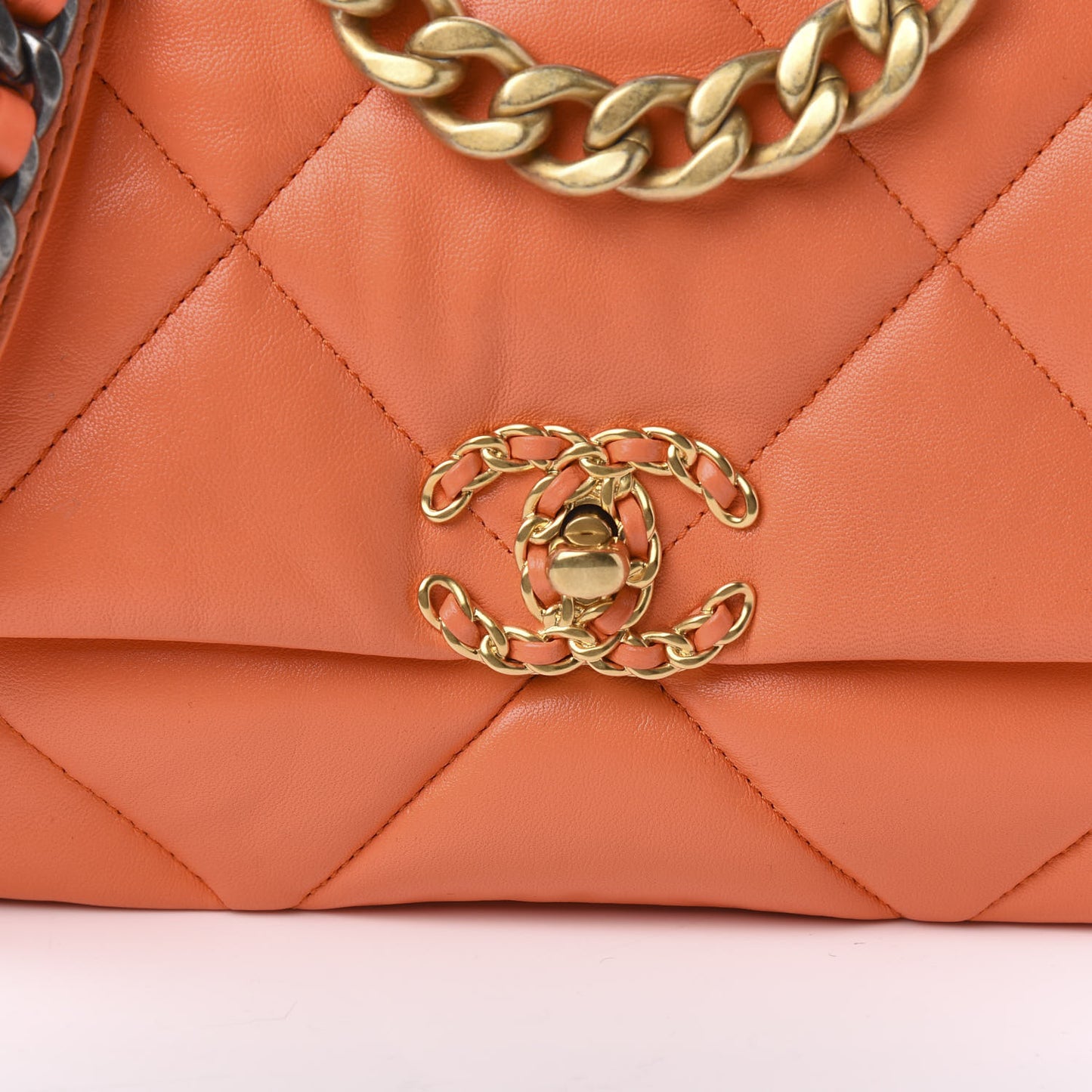 Goatskin Quilted Medium 19 Flap Orange