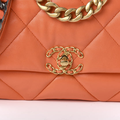 Chanel Goatskin Quilted Medium 19 Flap Orange 10 of 11