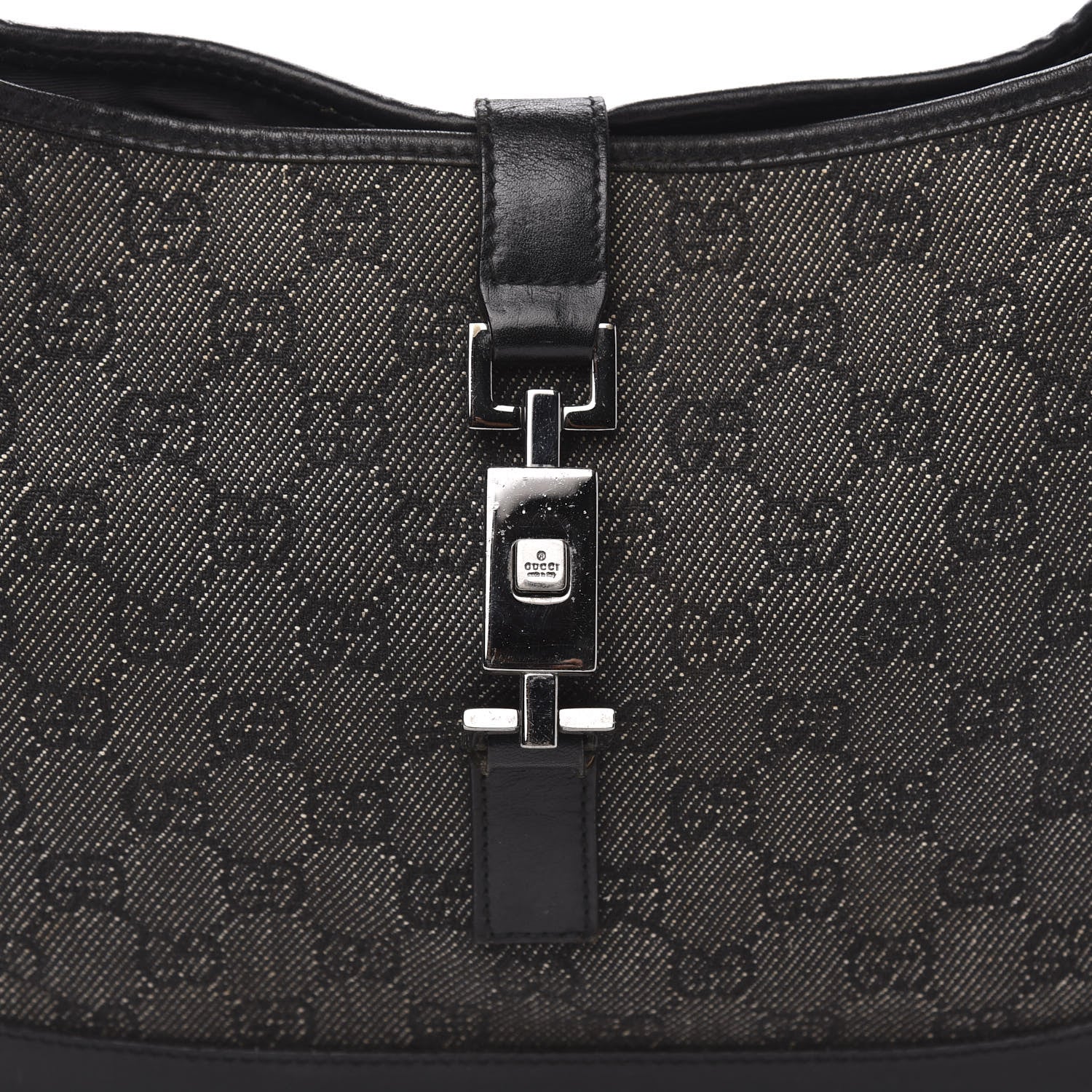 Gucci Denim Monogram Small Jackie O Hobo Black 12 of 12