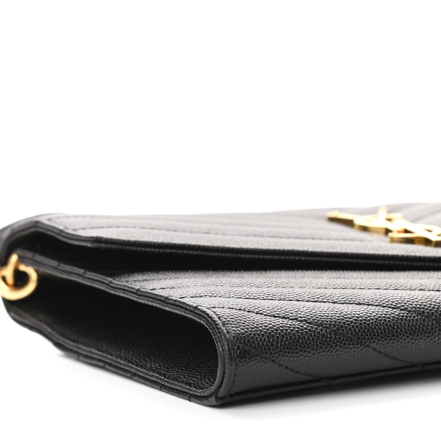 Grain De Poudre Matelasse Chevron Monogram Envelope Clutch Black