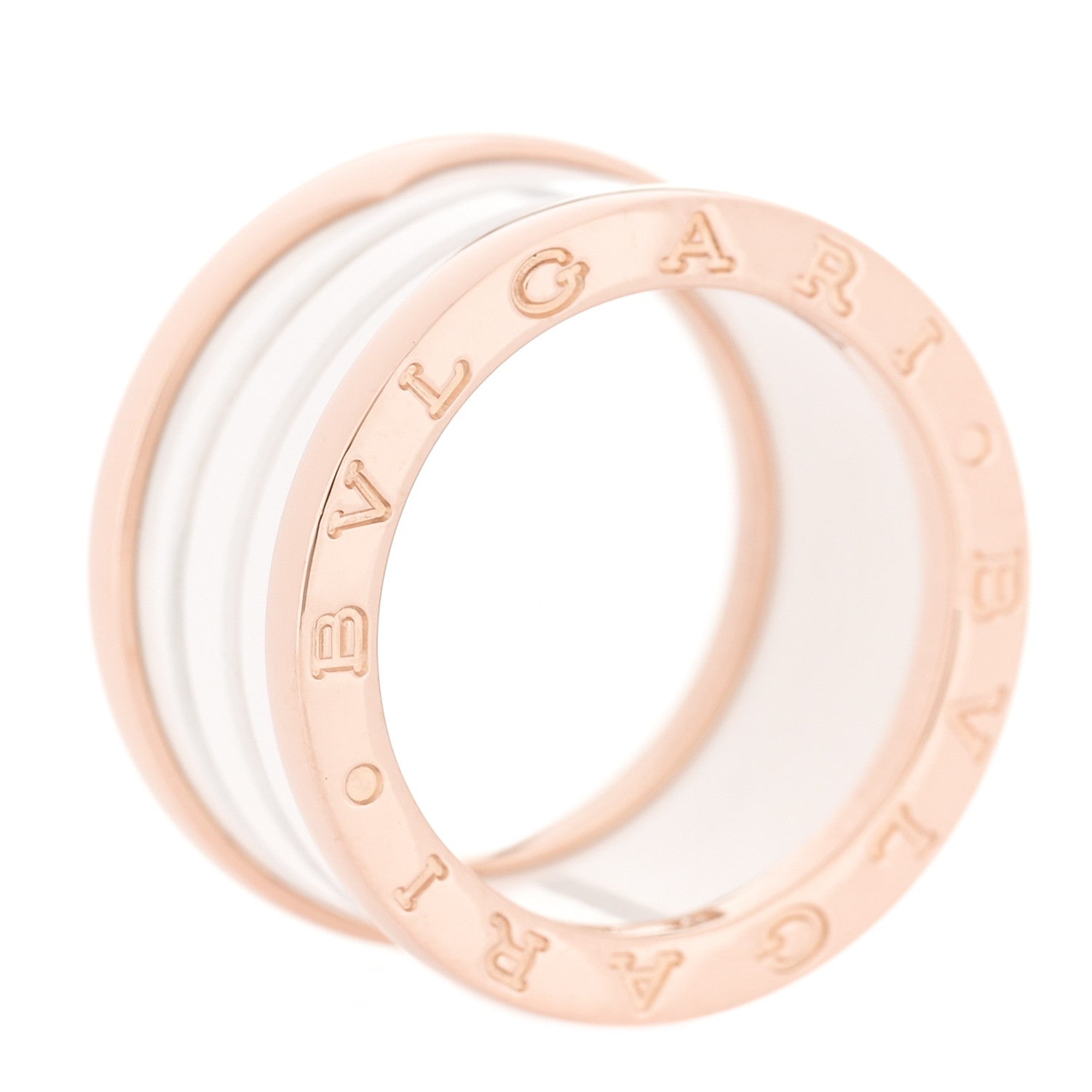 Bulgari 18K Rose Gold White Ceramic B.Zero1 Four-Band Ring 52 6 5 of 5