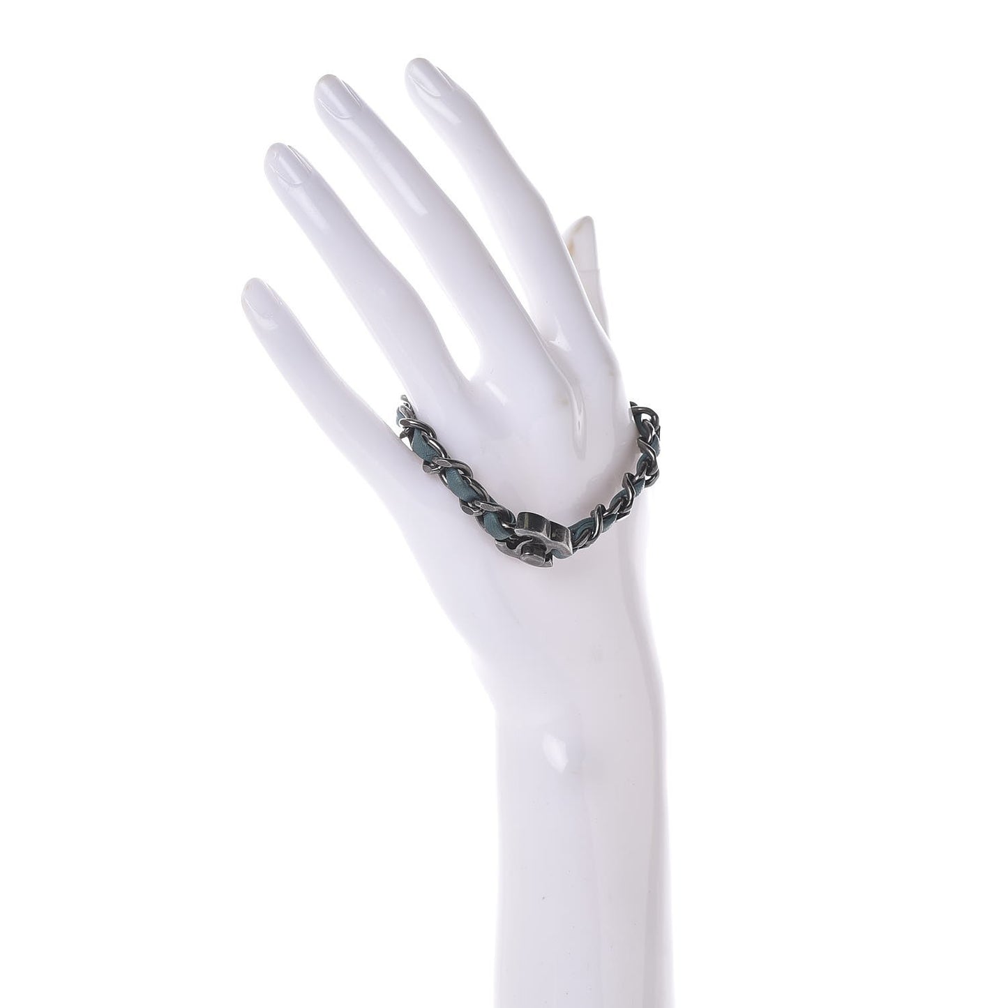 Lambskin CC Turnlock Chain Bracelet Turquoise