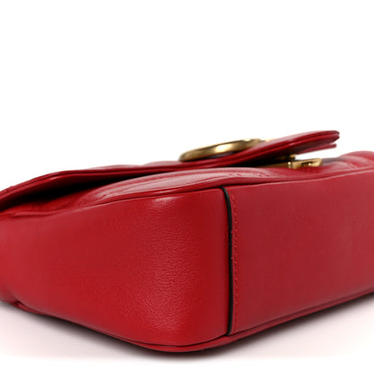 Gucci Calfskin Matelasse Mini GG Marmont Shoulder Bag Hibiscus Red 10 of 11