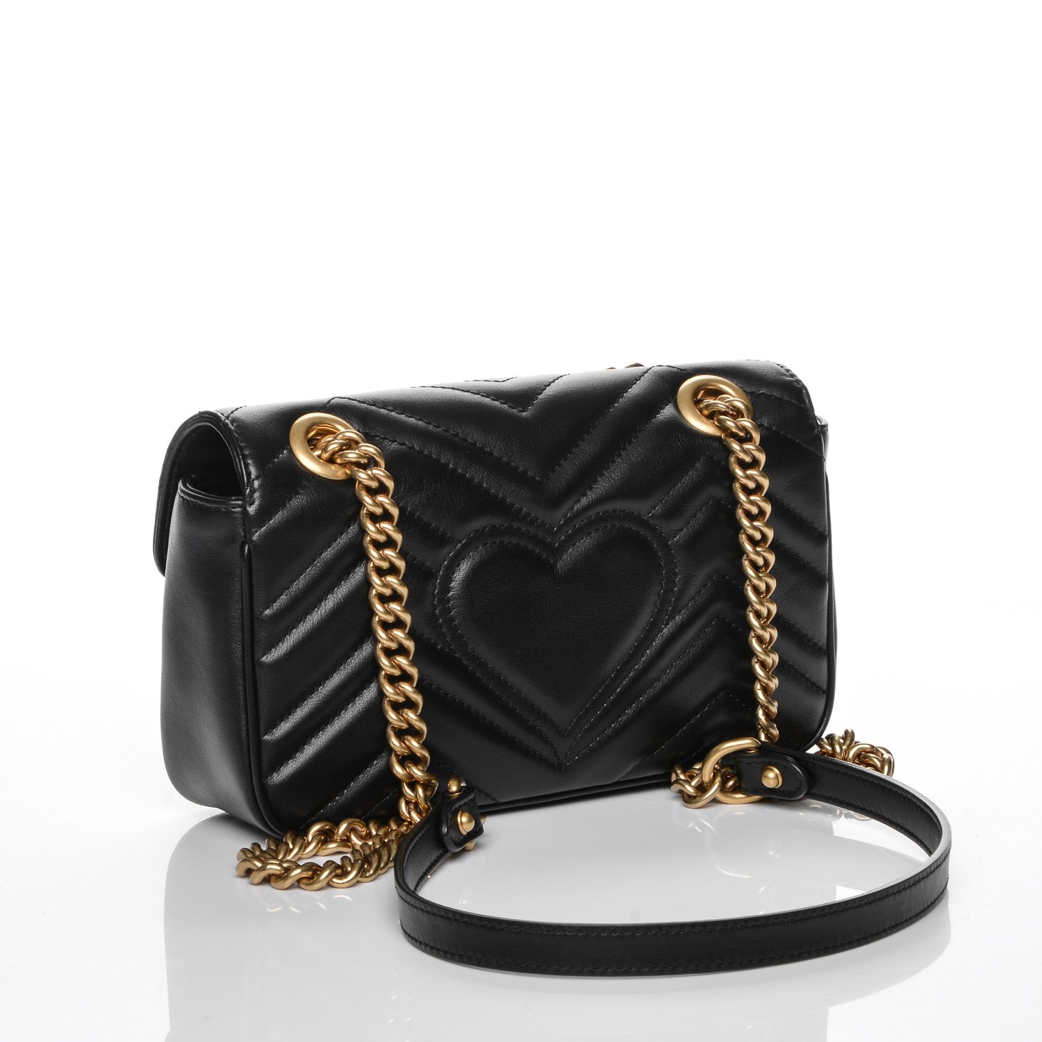Gucci Calfskin Matelasse Mini GG Marmont Shoulder Bag Black 3 of 7