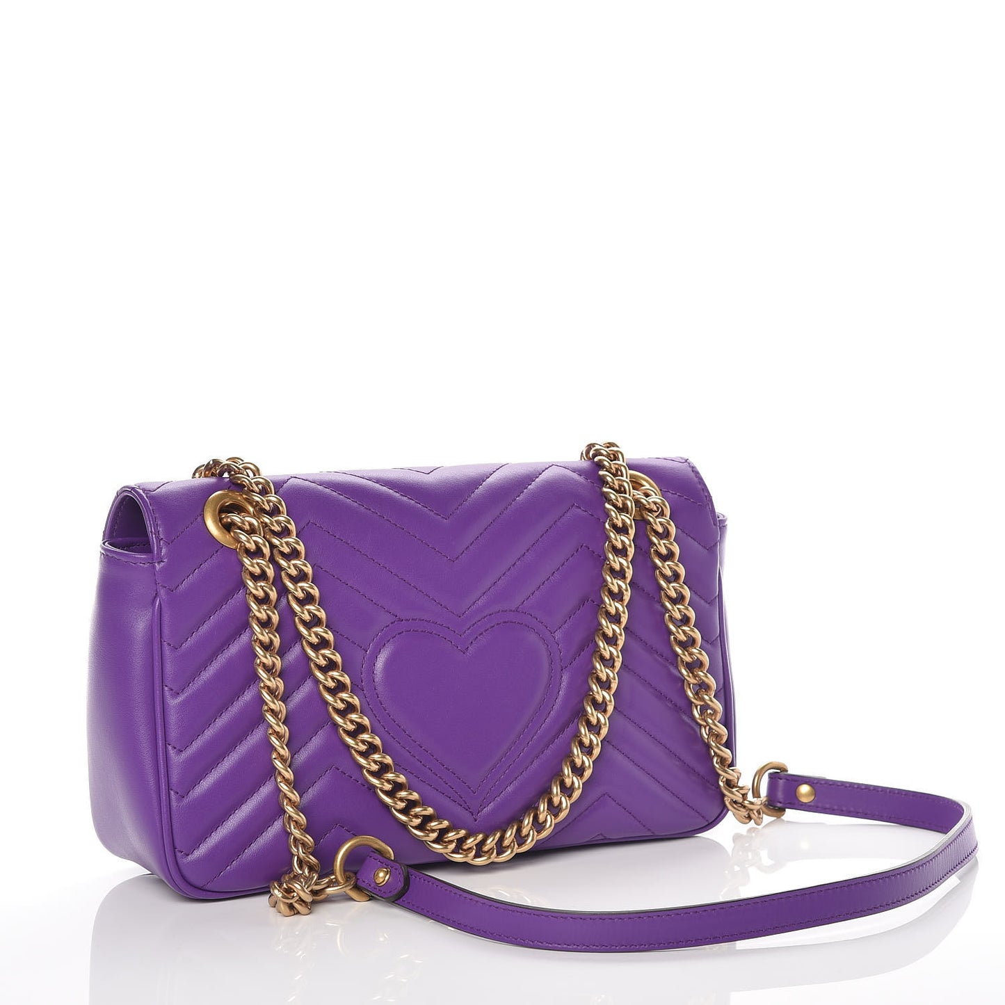 Calfskin Matelasse Small GG Marmont Shoulder Bag Shine Purple