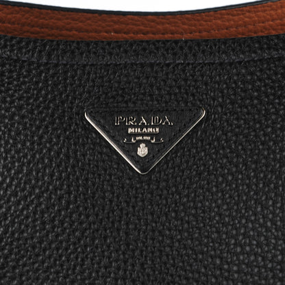 Prada Vitello Daino Medium Double Tote Black Cuoio 6 of 10