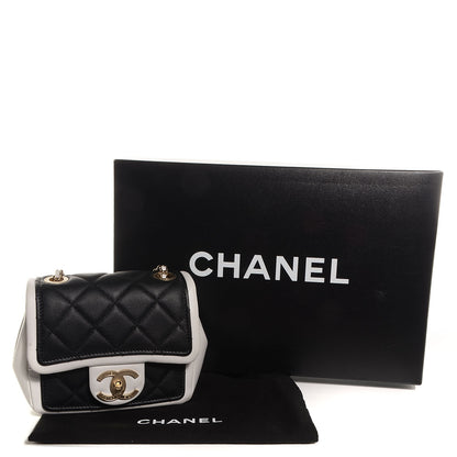 Chanel Calfskin Quilted Graphic Mini Flap Bag Black White 5 of 9