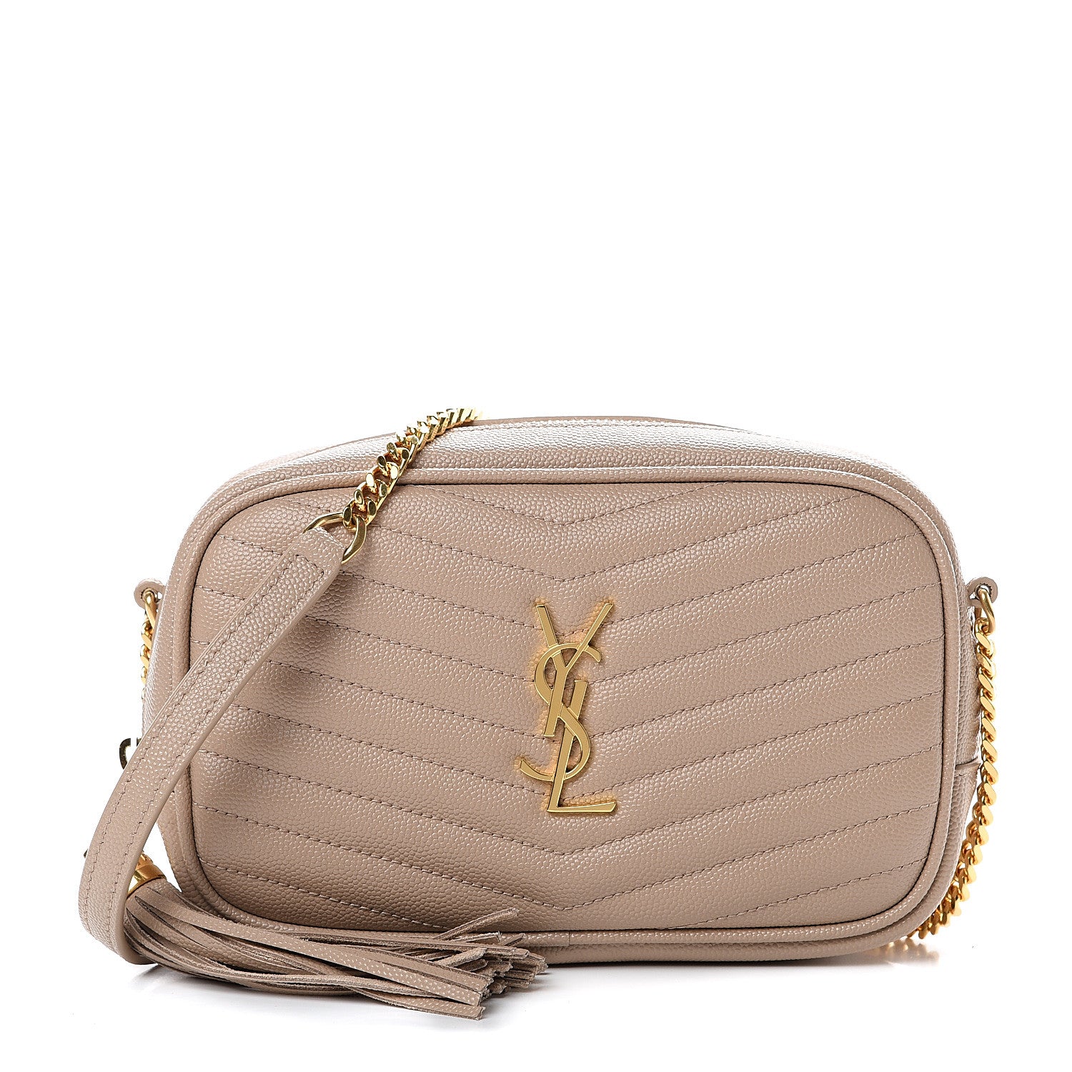 Saint Laurent Grain De Poudre Matelasse Monogram Mini Lou Camera Bag Dark Beige 1 of 10