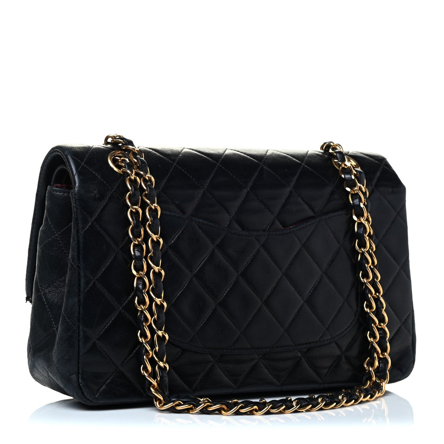 Lambskin Quilted Medium Double Flap Black