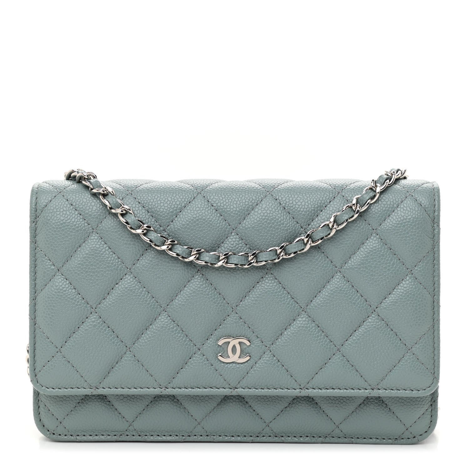Chanel Caviar Quilted Wallet On Chain WOC Light Blue 1 of 12