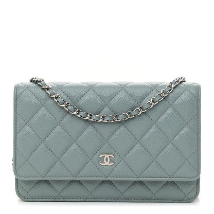 Chanel Caviar Quilted Wallet On Chain WOC Light Blue 1 of 12
