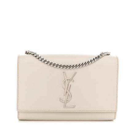 Saint Laurent Grain De Poudre Medium Classic Monogram Kate Satchel Icy White 1 of 11