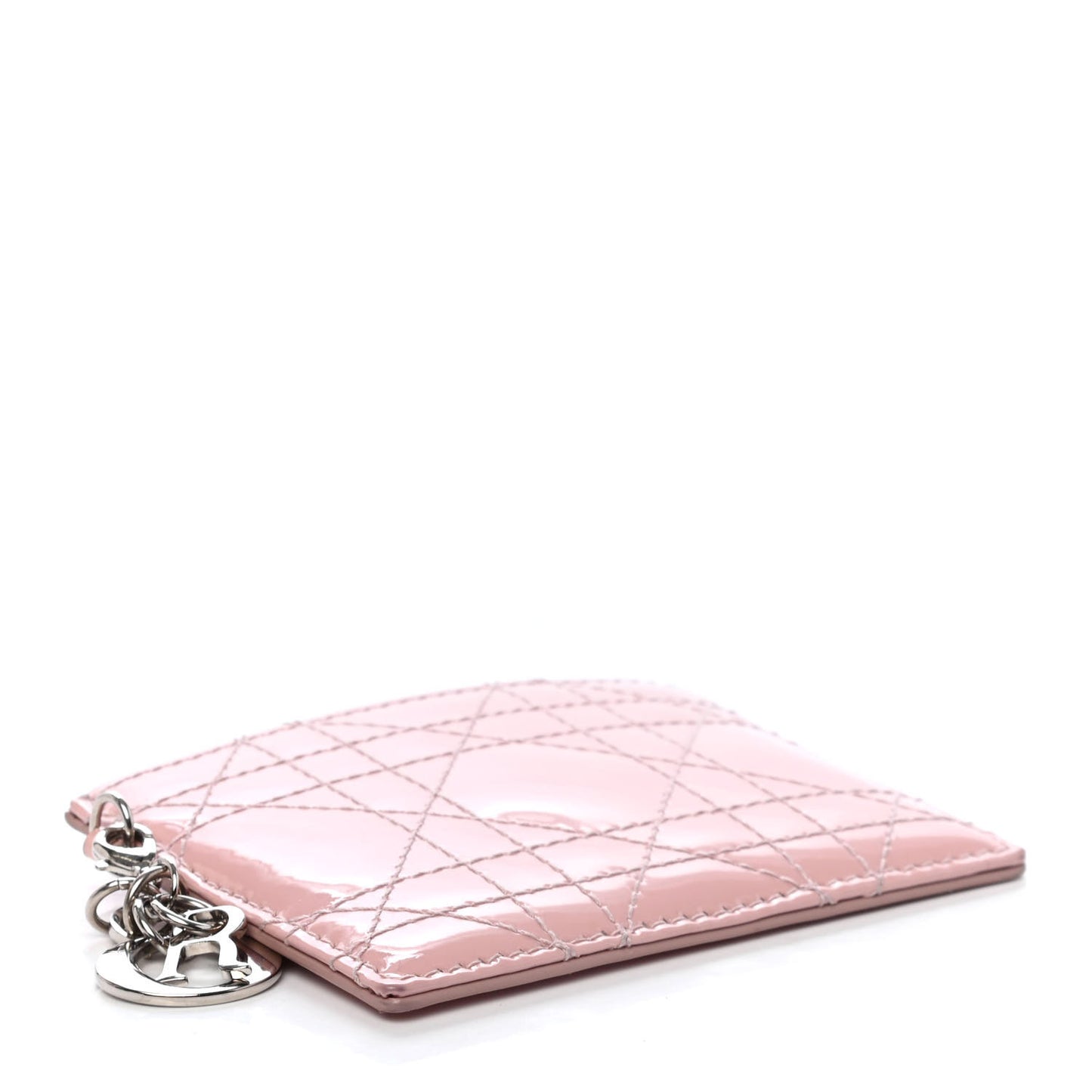 Patent Cannage Lady Dior Card Holder Rose Clair