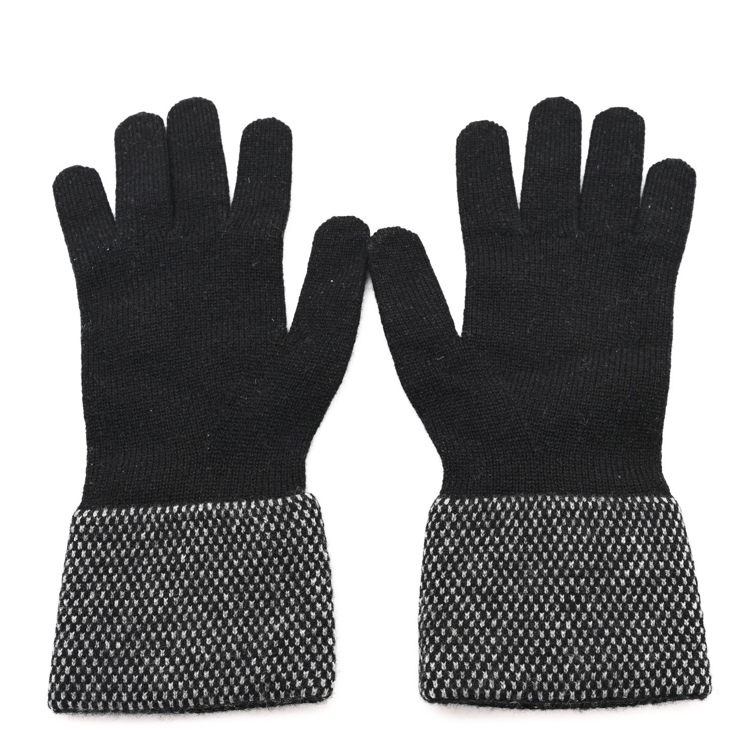 Chanel Cashmere Silk CC Gloves Dark Grey 2 of 3