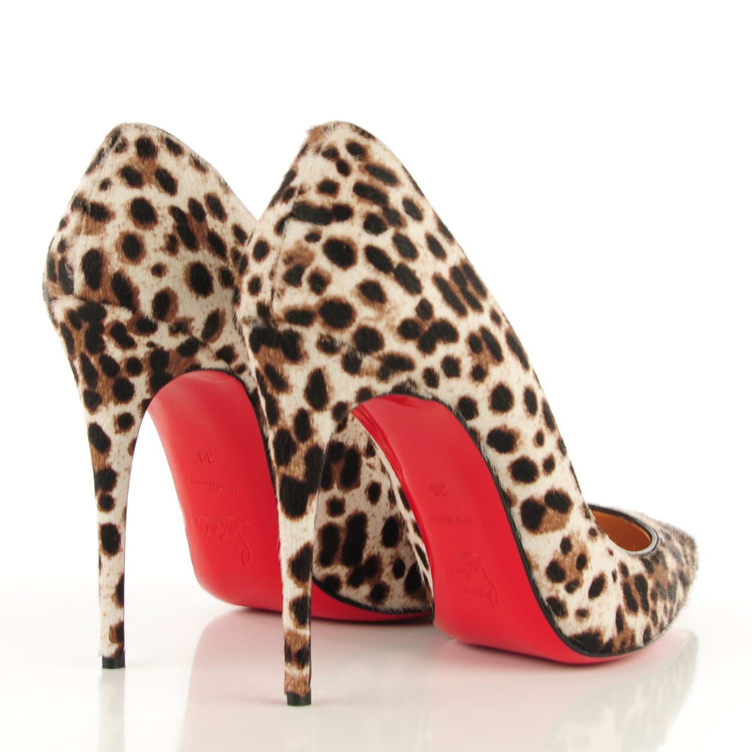 Christian Louboutin Calf Hair Leopard Print Pigalle Follies 100 Pumps 39 Brown White 8 of 13