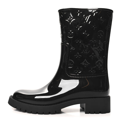 Louis Vuitton Rubber Embossed Monogram Drops Flat Half Boots 40 Black 1 of 7