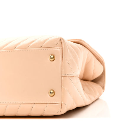 Chanel Calfskin Chevron Quilted Medium Coco Handle Flap Beige 10 of 10