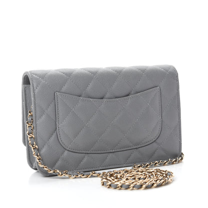 Chanel Caviar Quilted Wallet On Chain WOC Grey 3 of 11