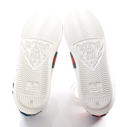 Gucci Calfskin Web Floral Embroidered Ace Sneakers 38 White 9 of 12