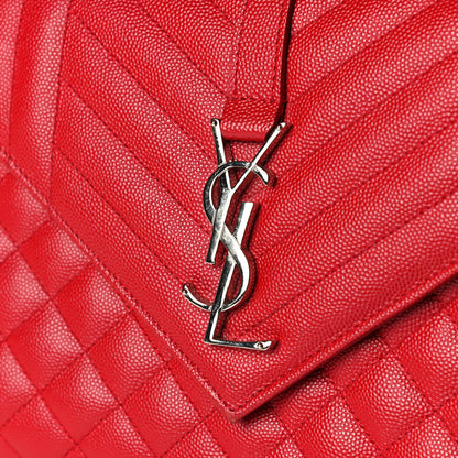 Saint Laurent Grain De Poudre Textured Mixed Matelasse Triquilt Medium Monogram Satchel New Red 7 of 7