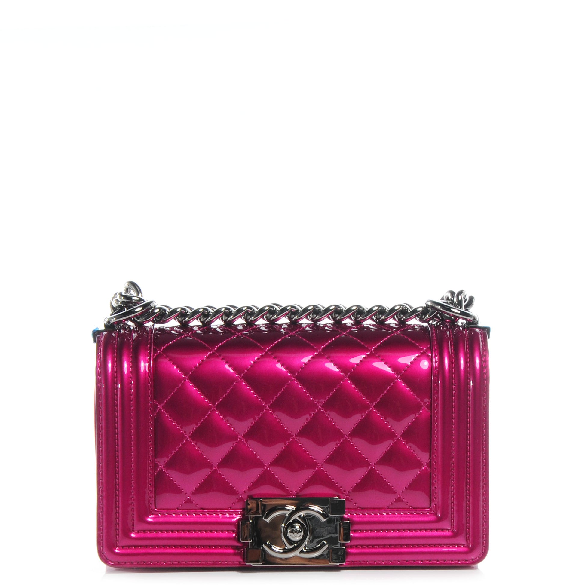 Chanel Metallic Patent Calfskin Quilted Small Boy Flap Pink 1 of 8