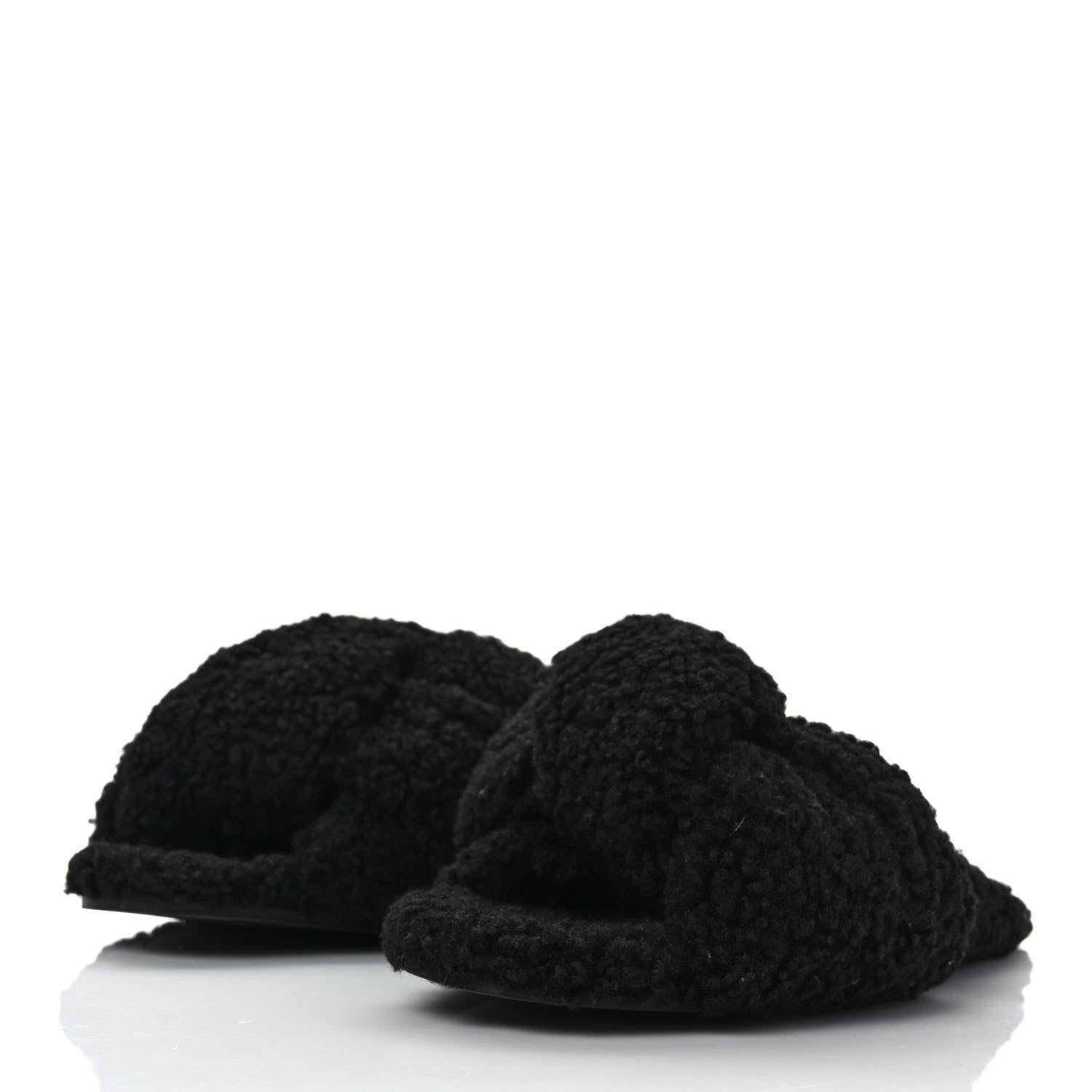 Balenciaga Faux Shearling Drapy Slide Sandals 39.5 Black 3 of 7