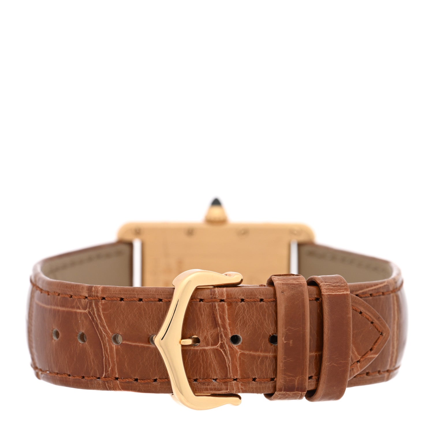 Cartier 18K Yellow Gold Alligator 26mm Tank Louis Quartz Watch Brown 3 of 5