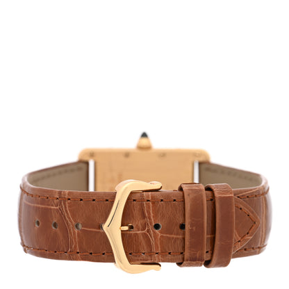 Cartier 18K Yellow Gold Alligator 26mm Tank Louis Quartz Watch Brown 3 of 5