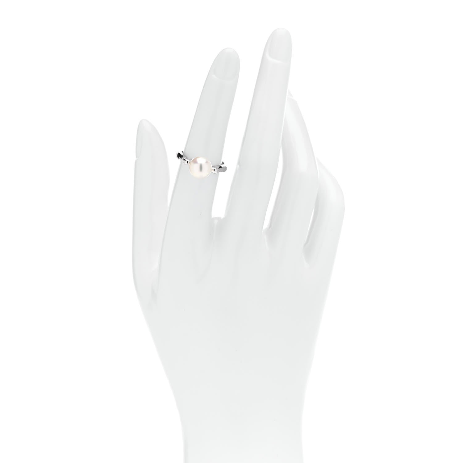 Mikimoto Platinum Akoya Cultured Pearl 8mm Ring 51 5.75 2 of 4