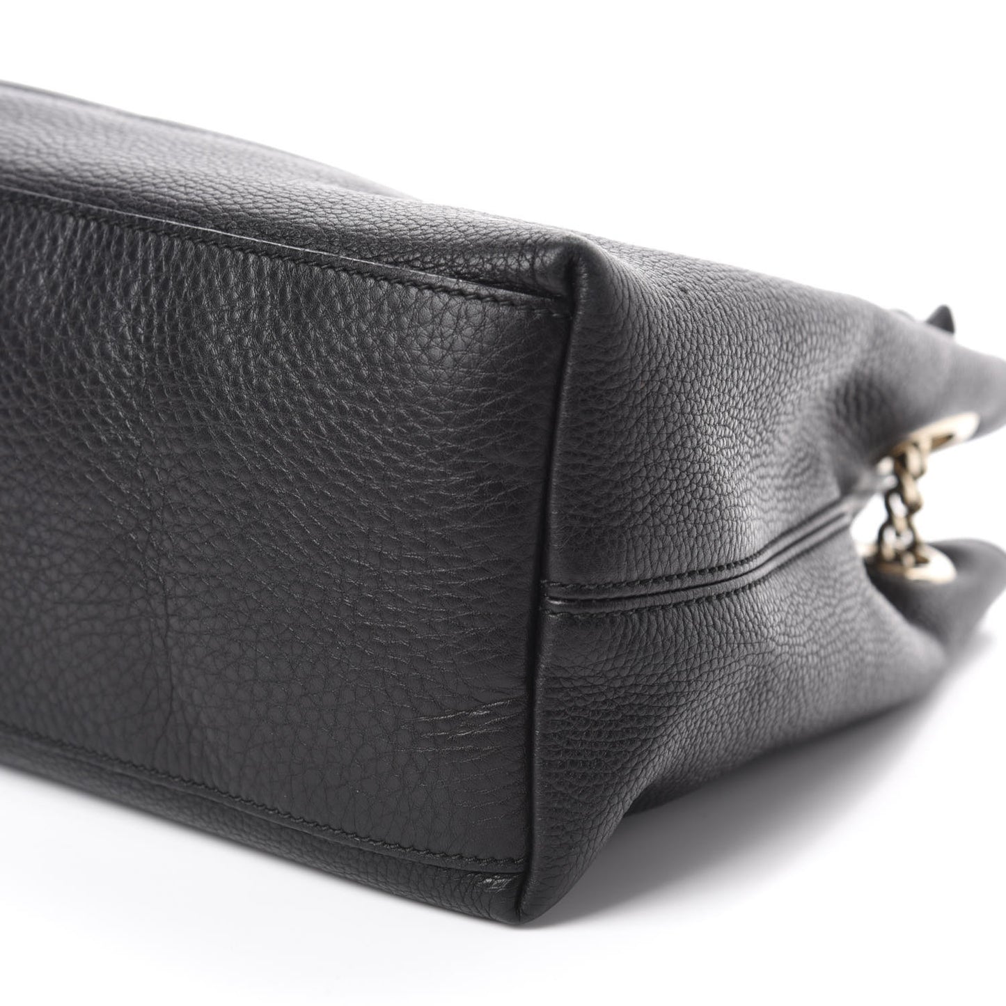 Pebbled Calfskin Medium Soho Chain Shoulder Bag Black