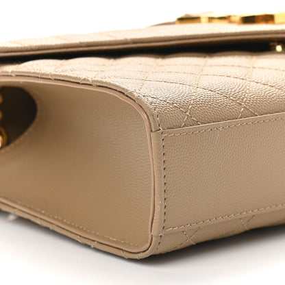 Saint Laurent Grain De Poudre Textured Mixed Matelasse Medium Triquilt Monogram Satchel Dark Latte 7 of 8