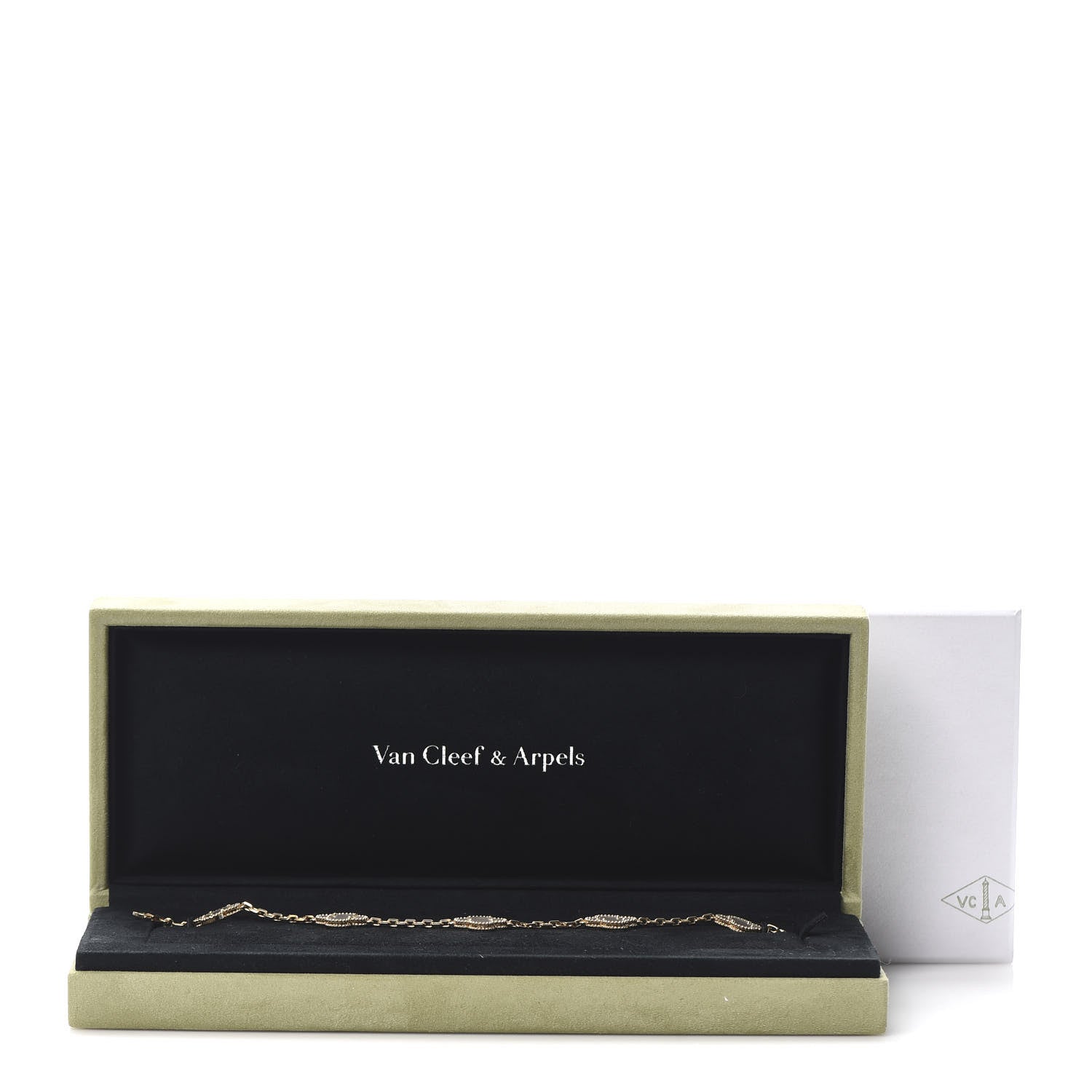 Van Cleef & Arpels 18K Yellow Gold Rock Crystal 5 Motifs Vintage Alhambra Bracelet 8 of 8