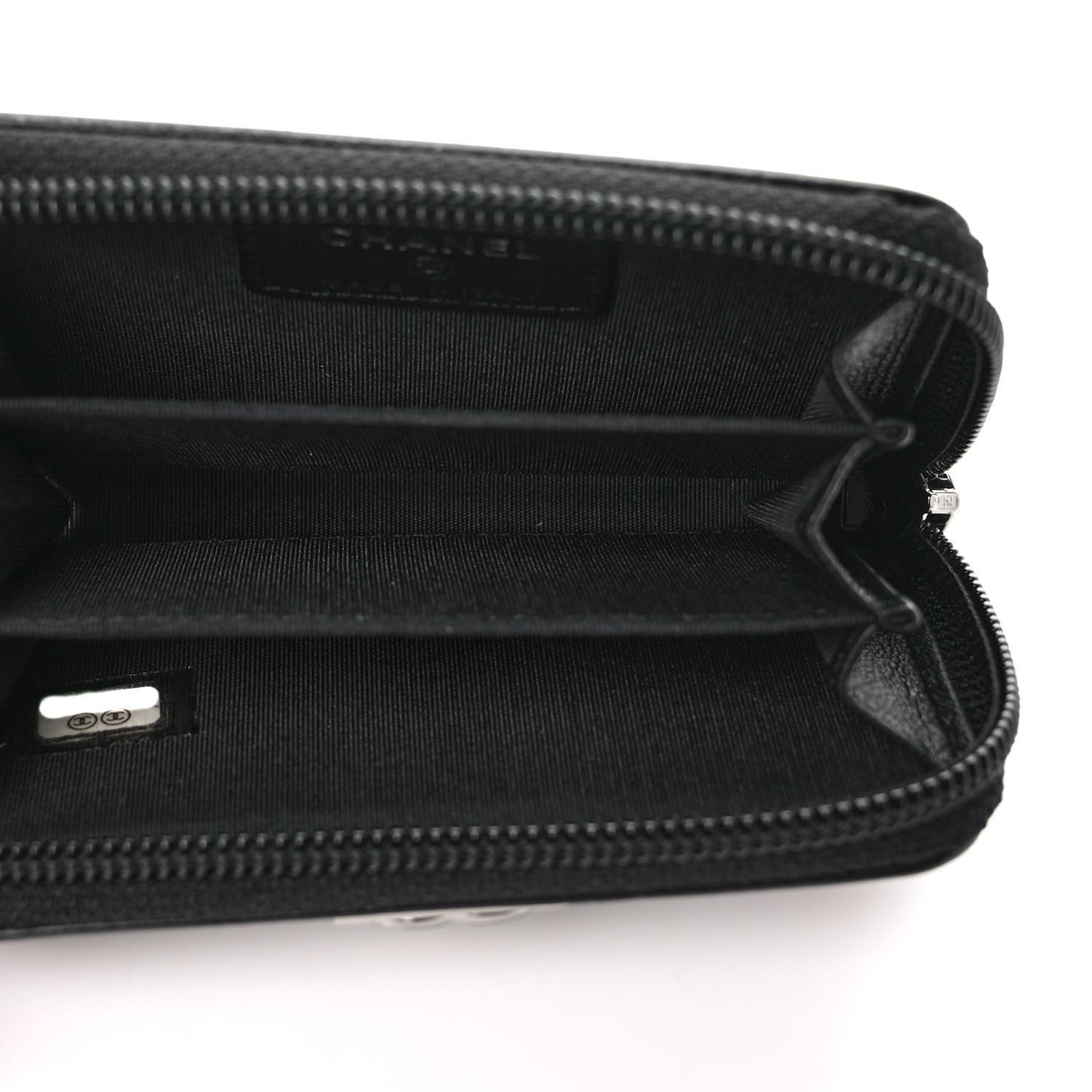 Lambskin Quilted Zip Around Boy Coin Purse Wallet Black