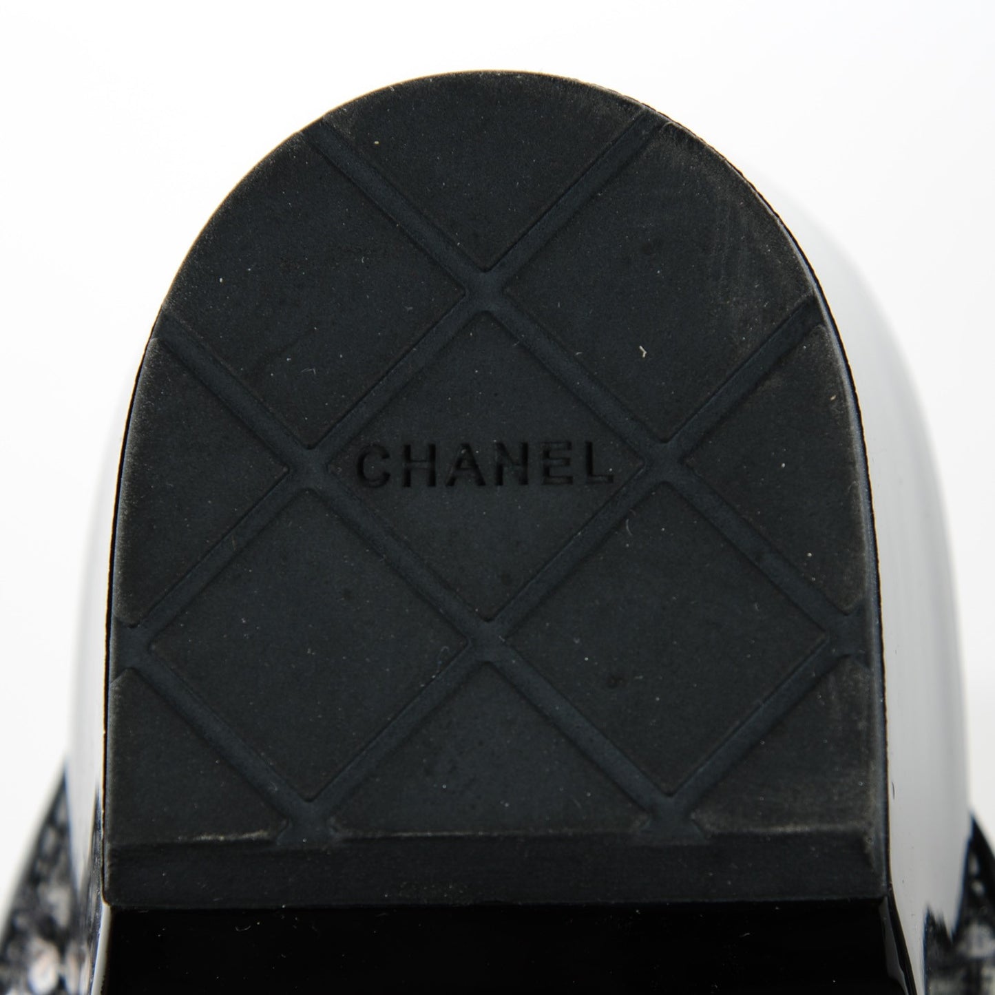 Patent Sequin Tweed Cap Toe Mules Black 38